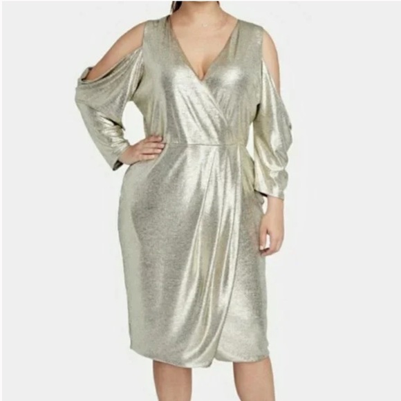 rachel roy metallic wrap dress Rachel Rachel Roy Metallic Pleated Wrap Midi